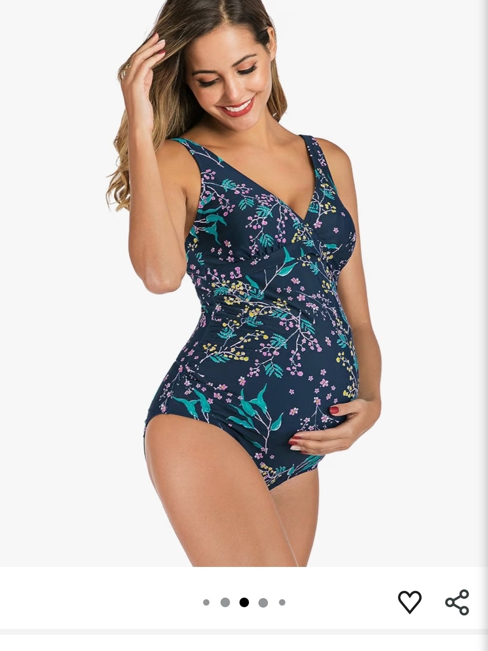 Navy Floral Maternity One-Piece Swimsuit XL Amazon